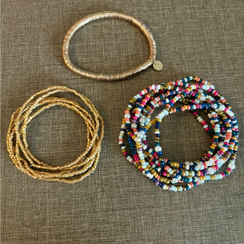 Ink and alloy bracelets bundle- rainbow, gold, copper